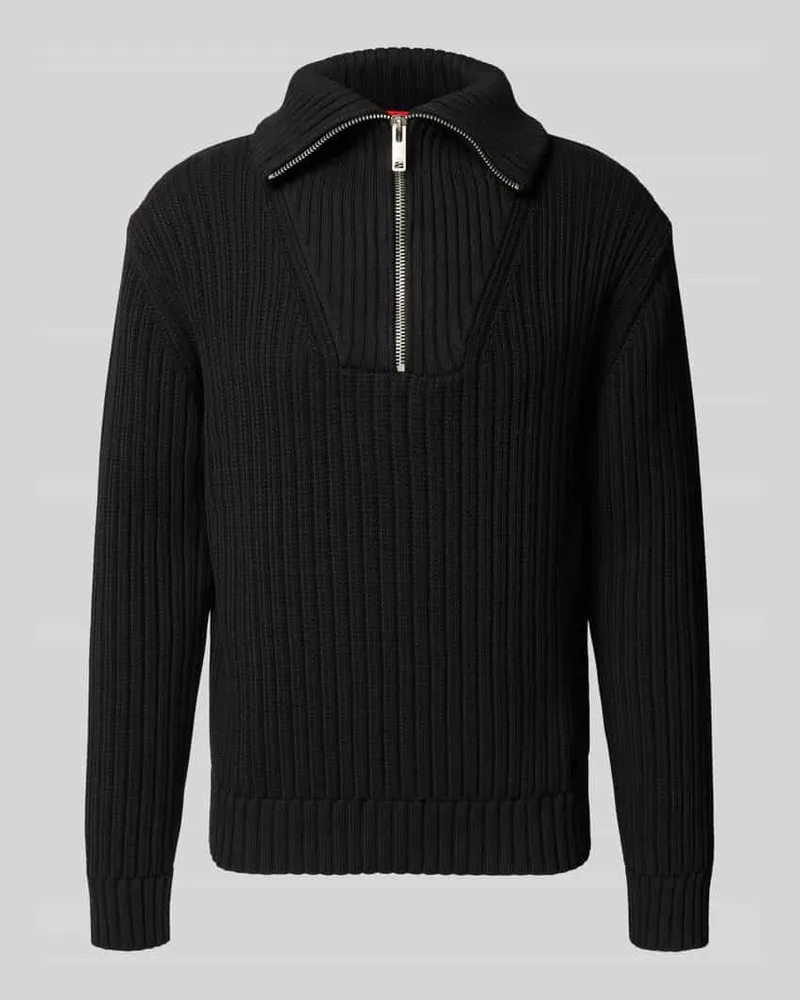 HUGO BOSS Regular Fit Troyer aus reiner Baumwolle Modell 'SRIGG Black