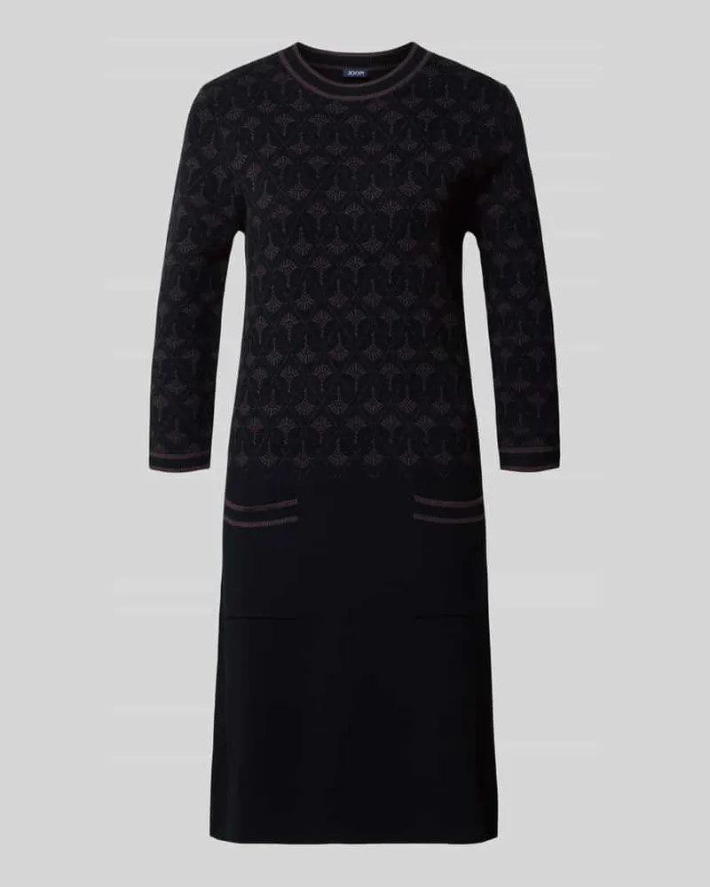 JOOP! Knielanges Strickkleid aus Viskose-Mix mit 3/4-Arm Mittelbraun