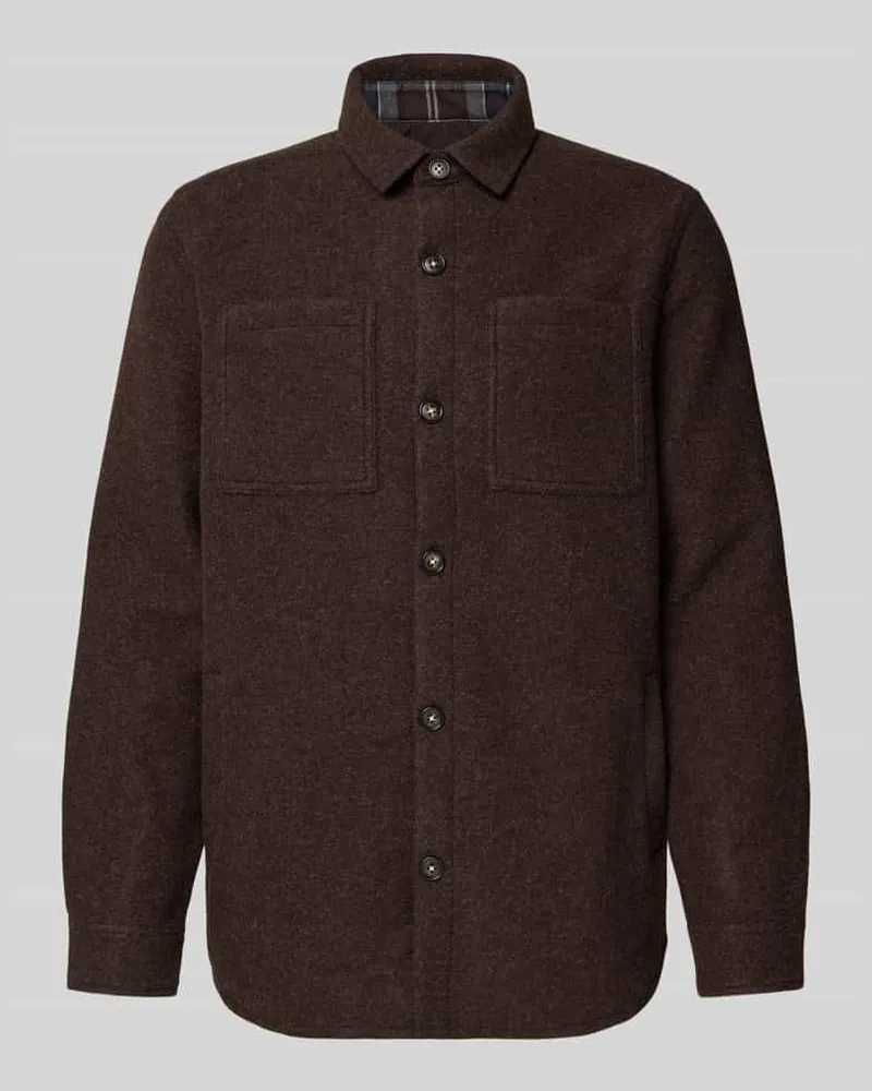 Barbour Regular Fit Hemdjacke mit Woll-Anteil Modell 'MARLOW Dunkelbraun
