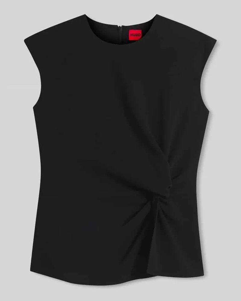 HUGO BOSS Regular Fit Kurzarmbluse mit Knoten-Detail Modell 'Cathida Black