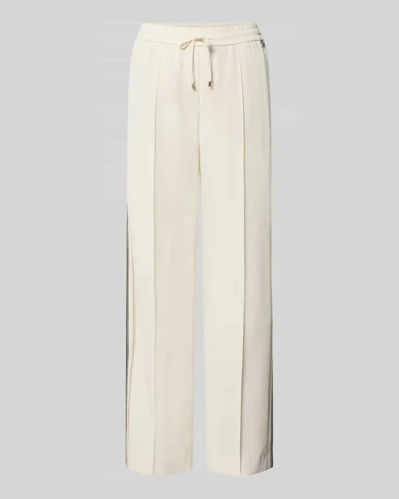 Marc Cain Hose mit elastischem Bund und Galonstreifen Offwhite