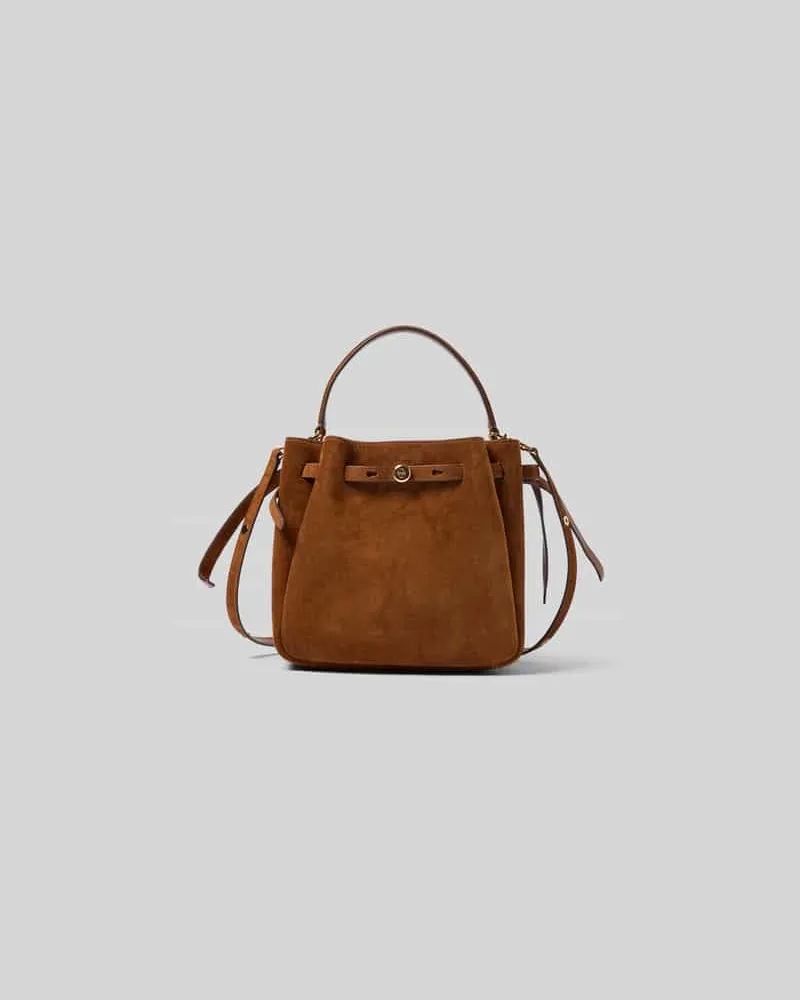 Tory Burch Bucket Bag in Suede-Optik Camel