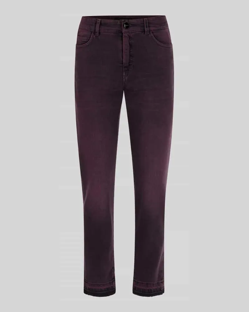 Marc Cain High Waist Straight Fit Jeans mit Fransensaum Bordeaux