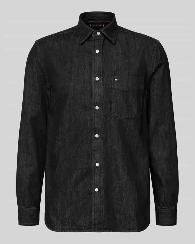 Tommy Hilfiger Regular Fit Jeanshemd aus reiner Baumwolle Black