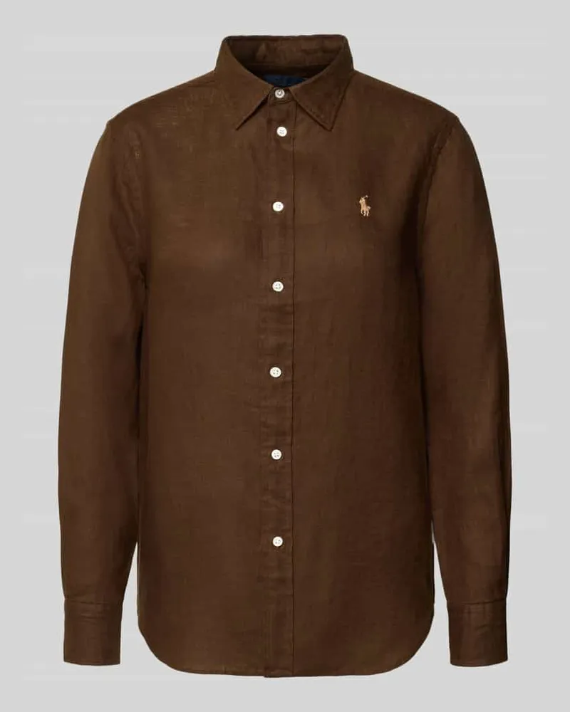Ralph Lauren Hemdbluse aus reinem Leinen Dunkelbraun