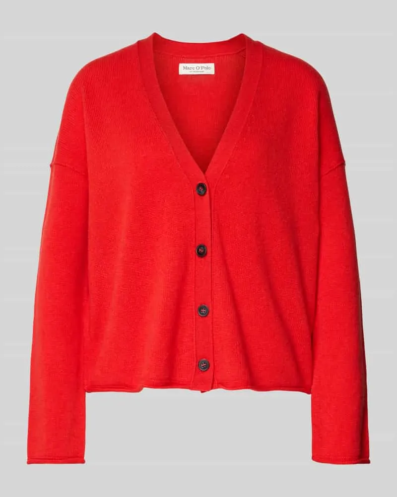 Marc O'Polo Oversized Strickjacke aus reiner Schurwolle Hellrot