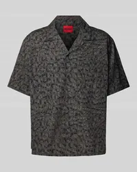 HUGO BOSS Relaxed Fit Freizeithemd mit Allover-Motiv-Print Modell 'Egeeno Black