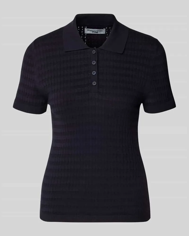 Marc O'Polo Regular Fit Strickshirt mit Polokragen und Knopfleiste Marine