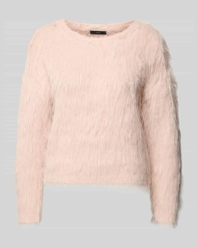 Oui  Strickpullover aus Kunstfell Hellrosa