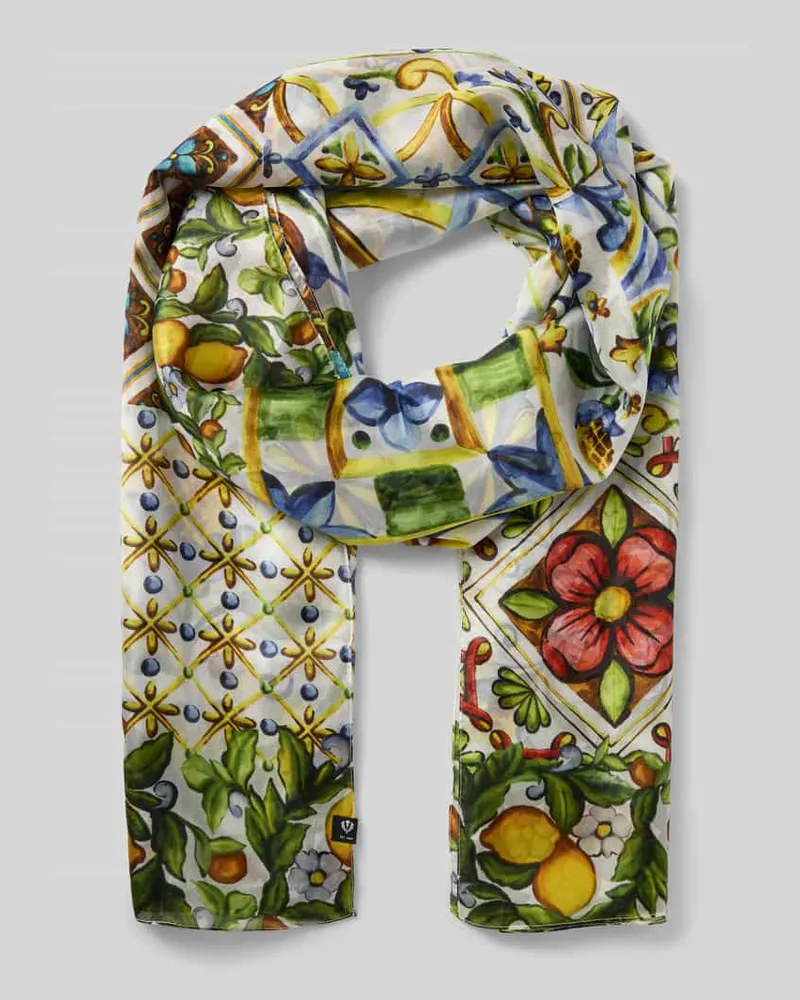 Fraas Stola aus reiner Seide mit floralem Allover-Print Hellblau