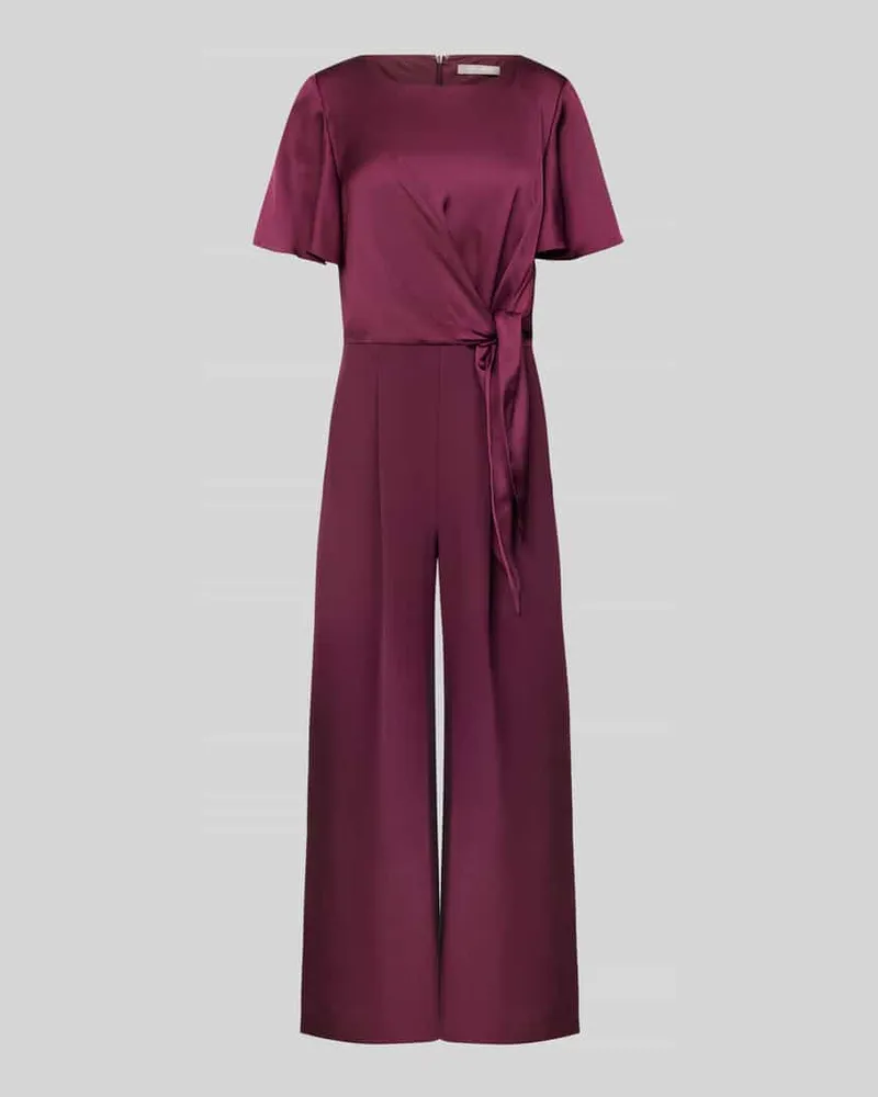 Christian Berg Jumpsuit mit Bindegürtel Dunkelrot