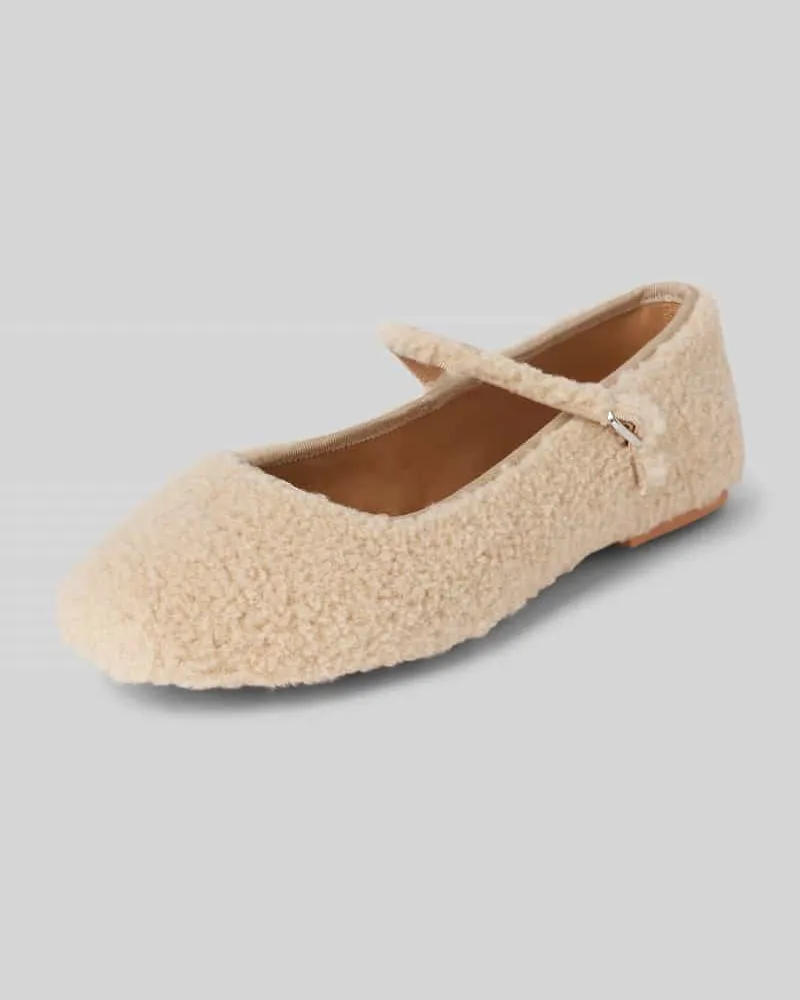 Steve Madden Pretty Ballerinas mit Teddyfell Modell 'Vinetta-F Beige