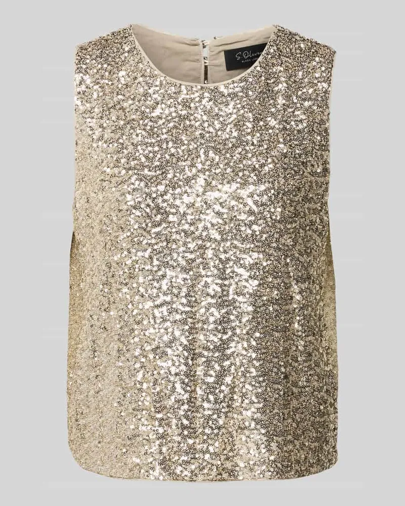 S.Oliver Comfort Fit T-Shirt aus Viskose-Mix ohne Ärmel Gold