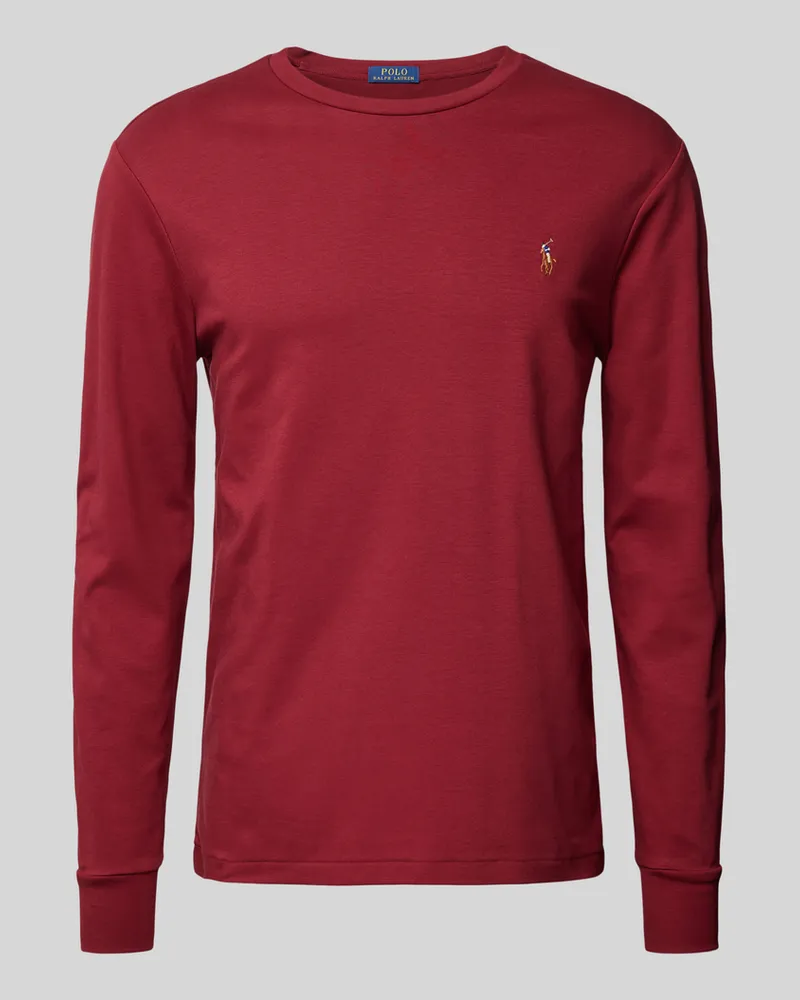 Ralph Lauren Custom Slim Fit Longsleeve mit Rundhalsausschnitt Bordeaux