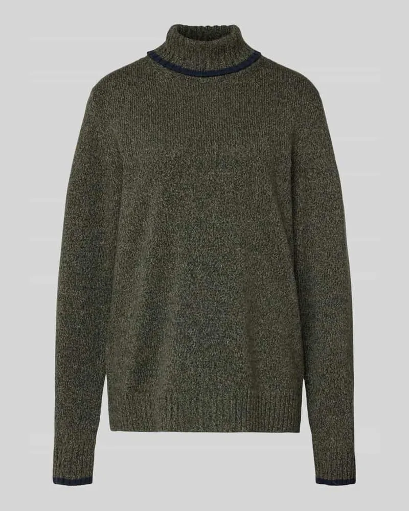 Maerz Strickpullover mit gerippten Abschlüssen Dunkelgruen