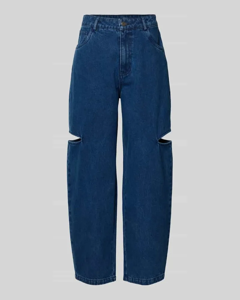 Karo Kauer Barrel Jeans mit seitlichen Cut Outs Blau