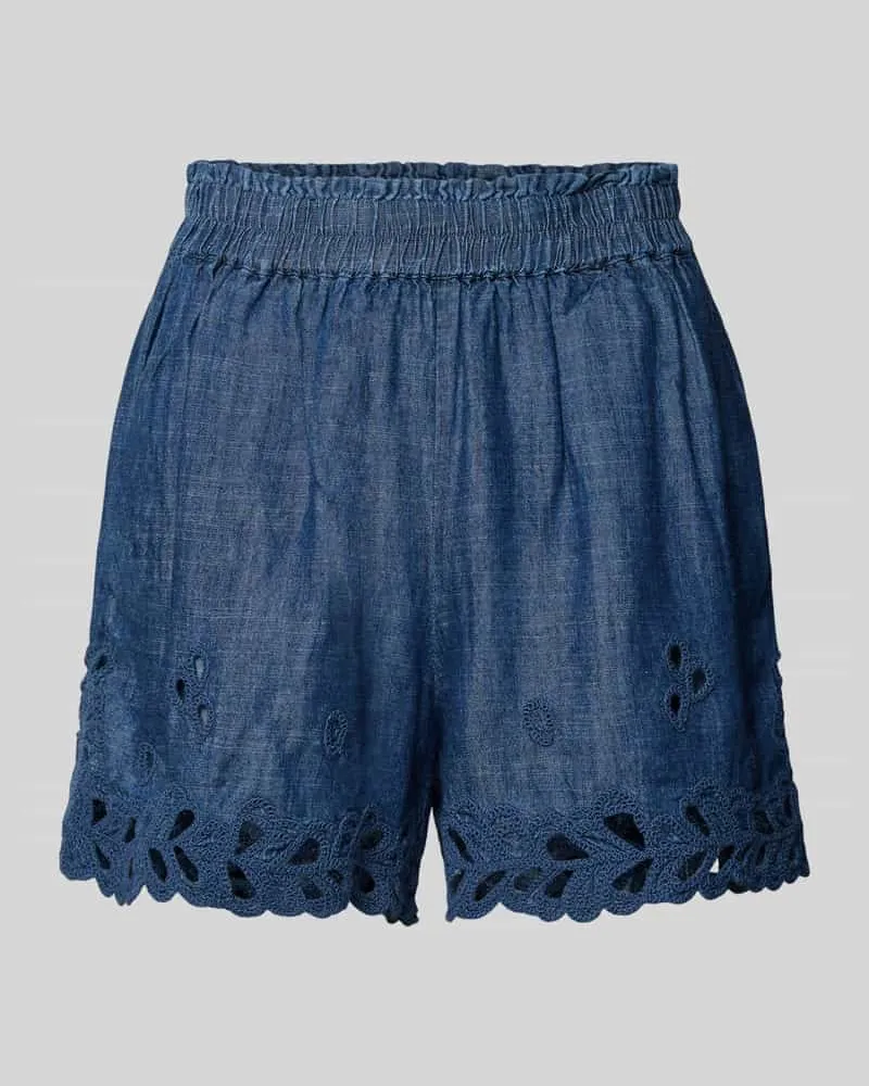 0039 Italy Shorts aus Lyocell-Leinen-Mix Modell 'BRENDA FANCY Jeansblau