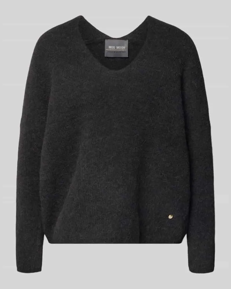 Mos Mosh Oversized Strickpullover mit gerippten Abschlüssen Modell 'THORA Dunkelgrau
