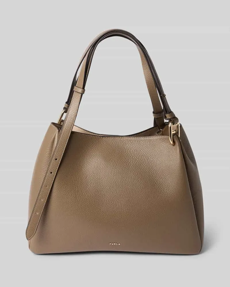 Furla Tasche aus echtem Leder mit Logo-Detail Modell 'Nuvola Mittelgrau
