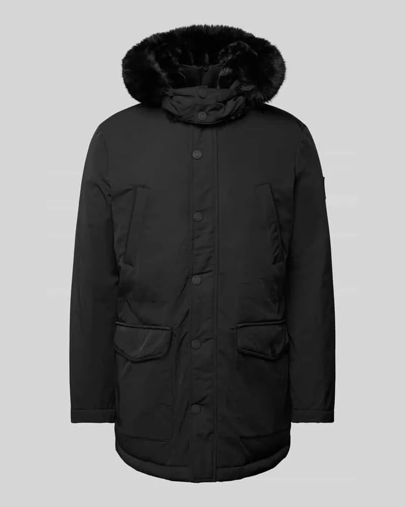 Guess Parka mit Kunstfellbesatz Black