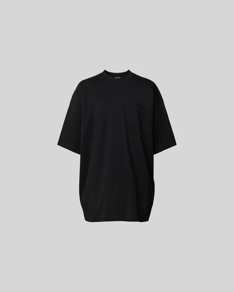 VETEMENTS T-Shirt mit geripptem Rundhalsausschnitt Black