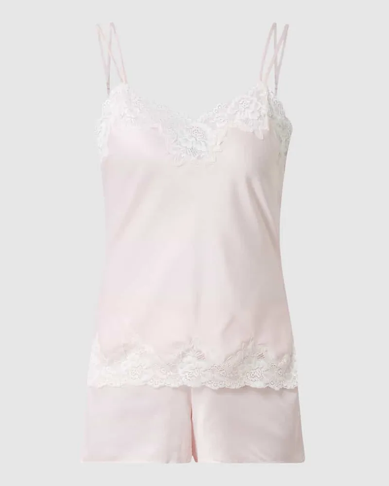 Ralph Lauren Pyjama mit Spitzenbesatz Rosa