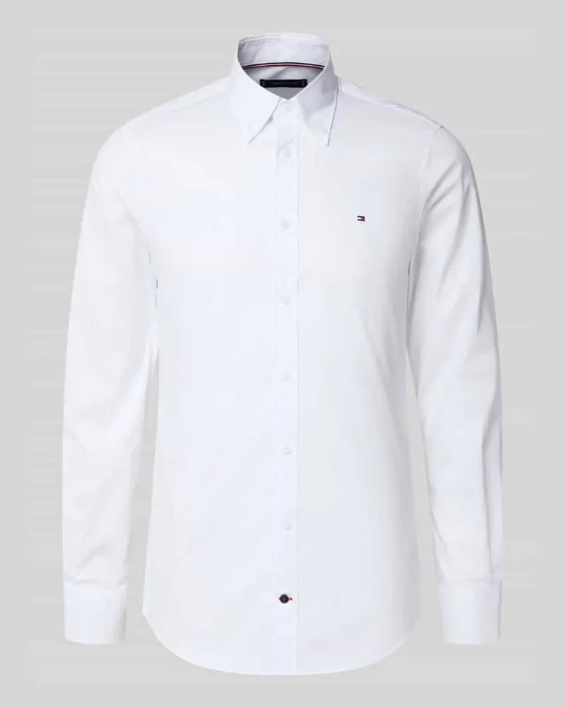 Tommy Hilfiger Slim Fit Businesshemd aus Baumwoll-Mix Weiss