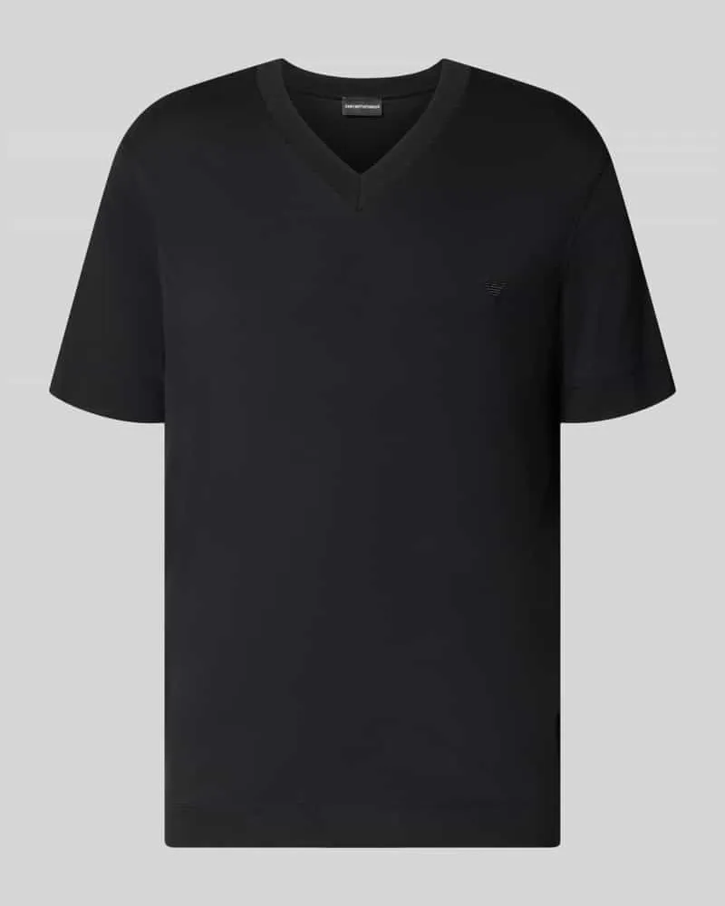Emporio Armani T-Shirt aus Modal-Mix mit V-Ausschnitt Black