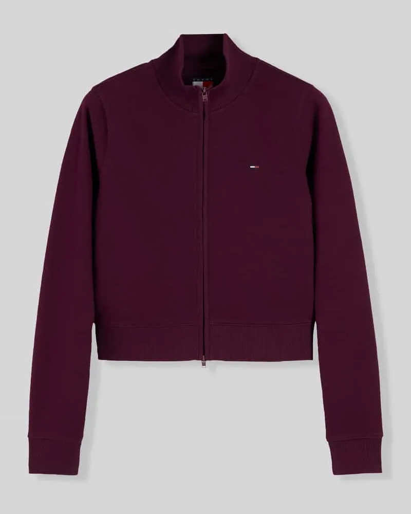 Tommy Hilfiger Regular Fit Sweatjacke aus Baumwoll-Mix Bordeaux
