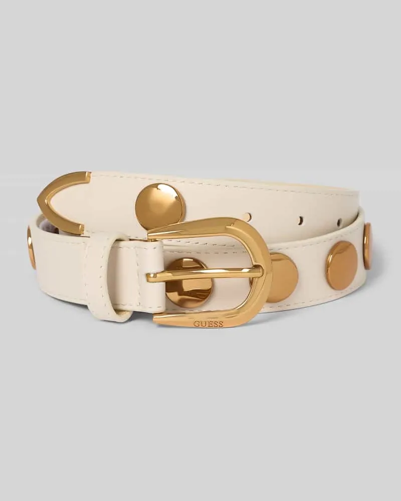 Guess Gürtel aus Leder mit Logo-Prägung Offwhite