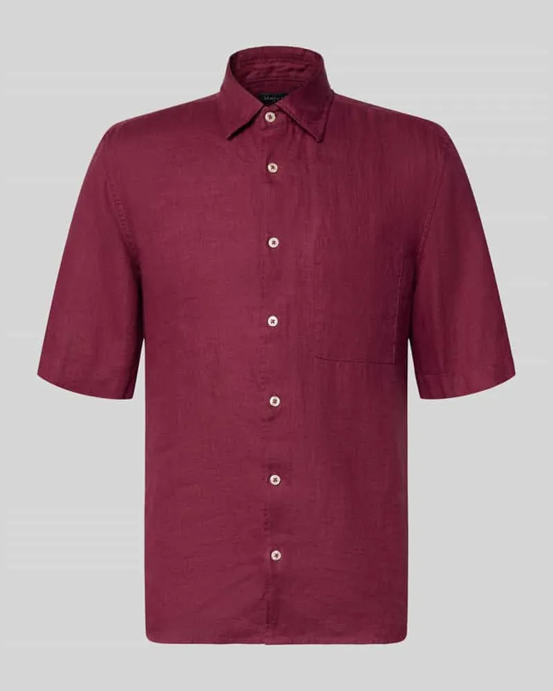 Marc O'Polo Regular Fit Freizeithemd aus reinem Leinen Dunkelrot