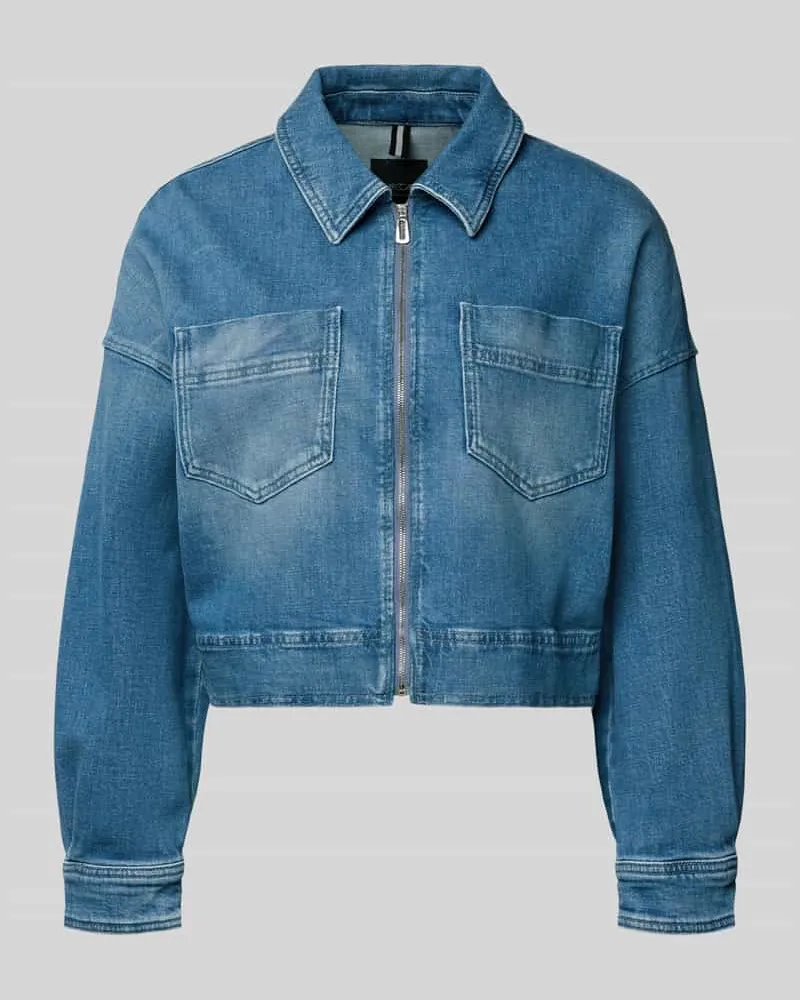 Marc Cain Cropped Jeansjacke aus Baumwoll-Mix Hellblau