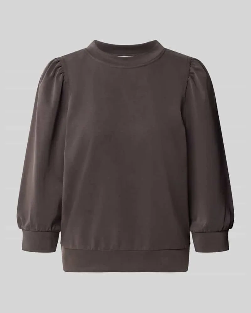 Rich&Royal Sweatshirt mit Puffärmeln und Rundhalsausschnitt Schoko