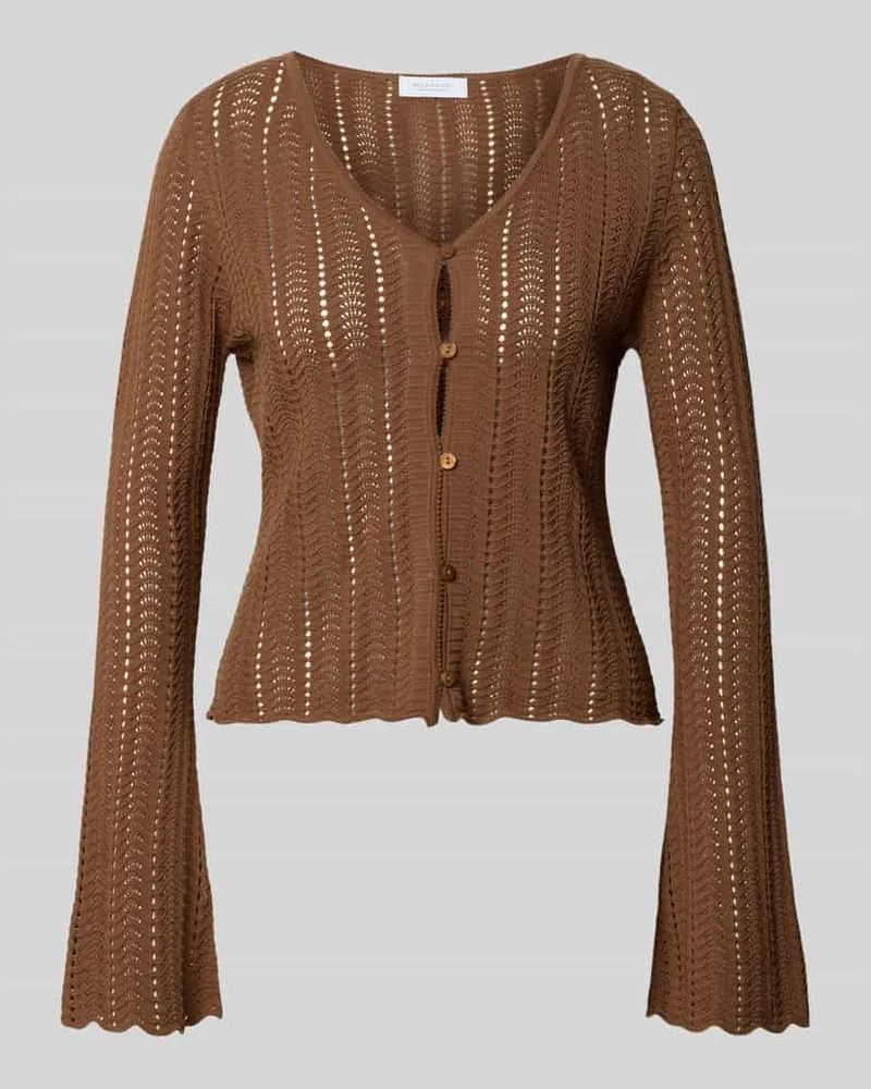 Rich&Royal Cardigan mit V-Ausschnitt und Knopfleiste Hellbraun