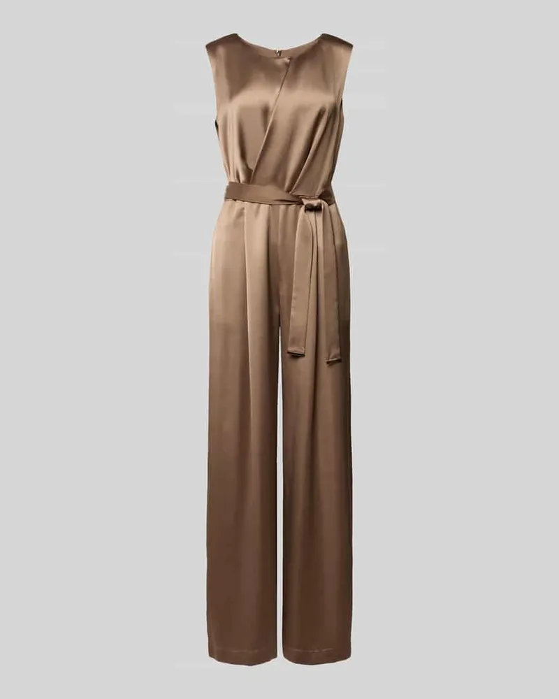 S.Oliver Shaped Fit Jumpsuit mit Taillengürtel zum Binden Mittelbraun