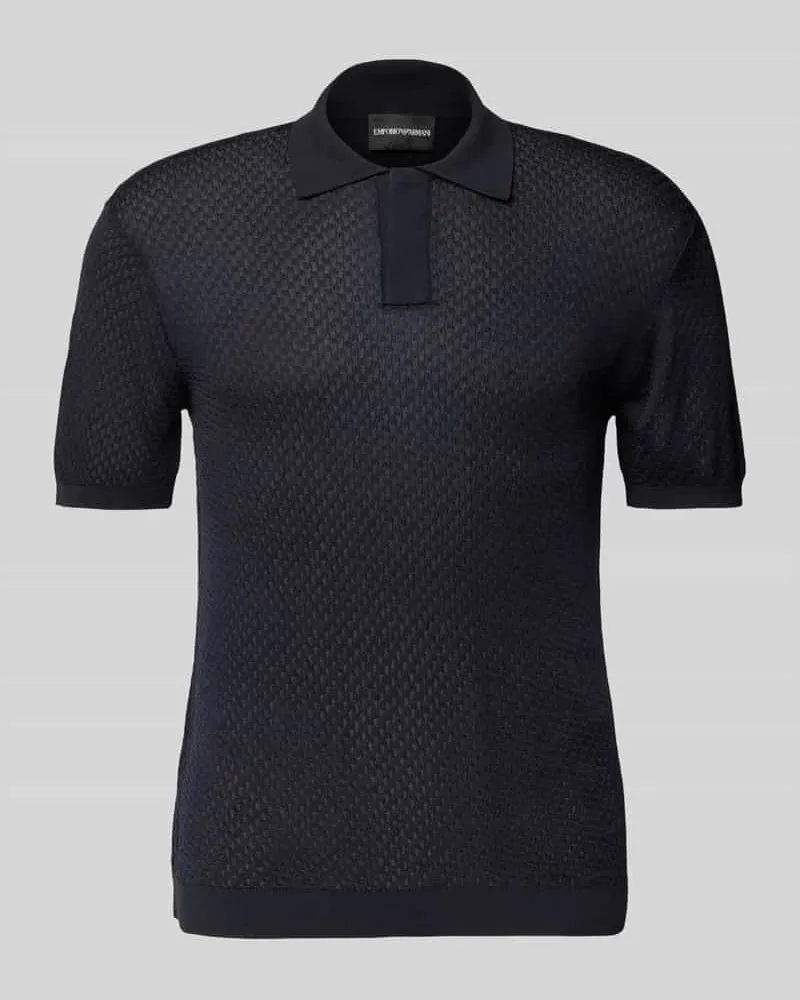 Emporio Armani Slim Fit Poloshirt mit Strukturmuster Marine