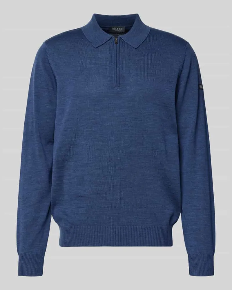 Maerz Strickpullover mit Polokragen Rauchblau