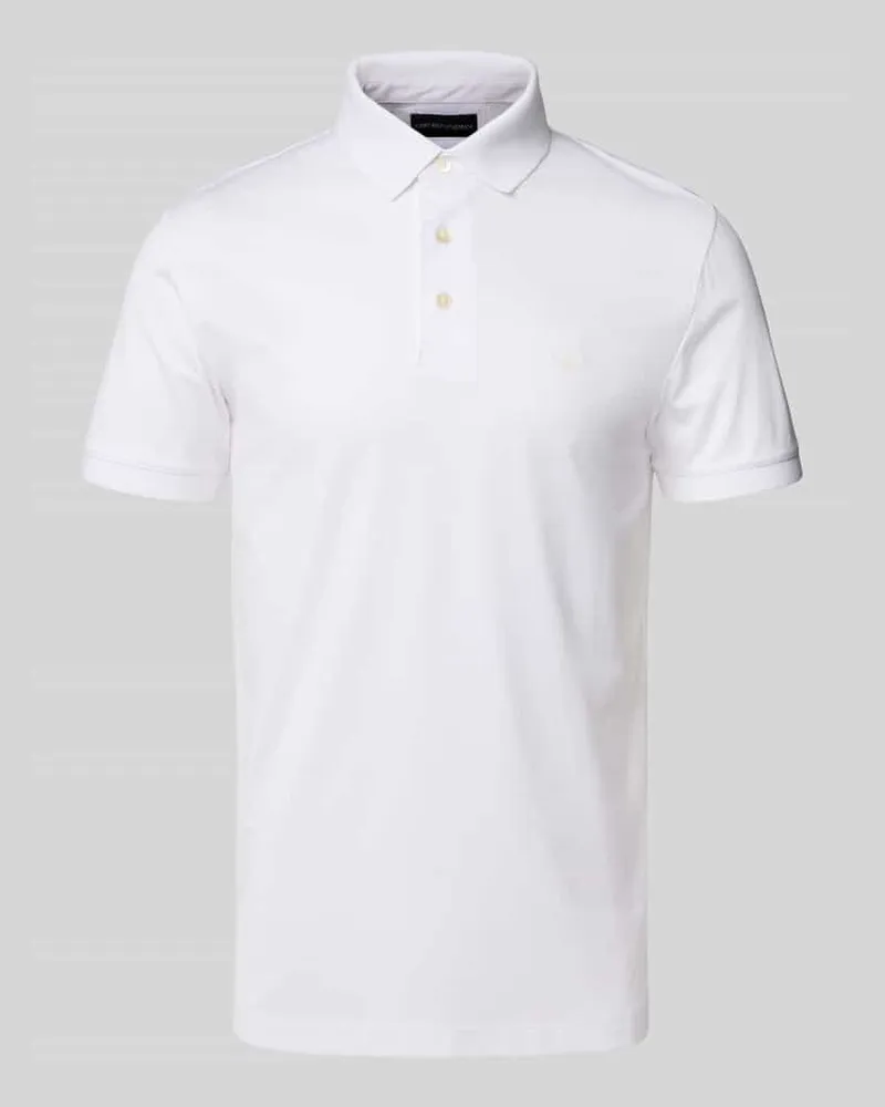 Emporio Armani Regular Fit Poloshirt mit Label-Print Weiss