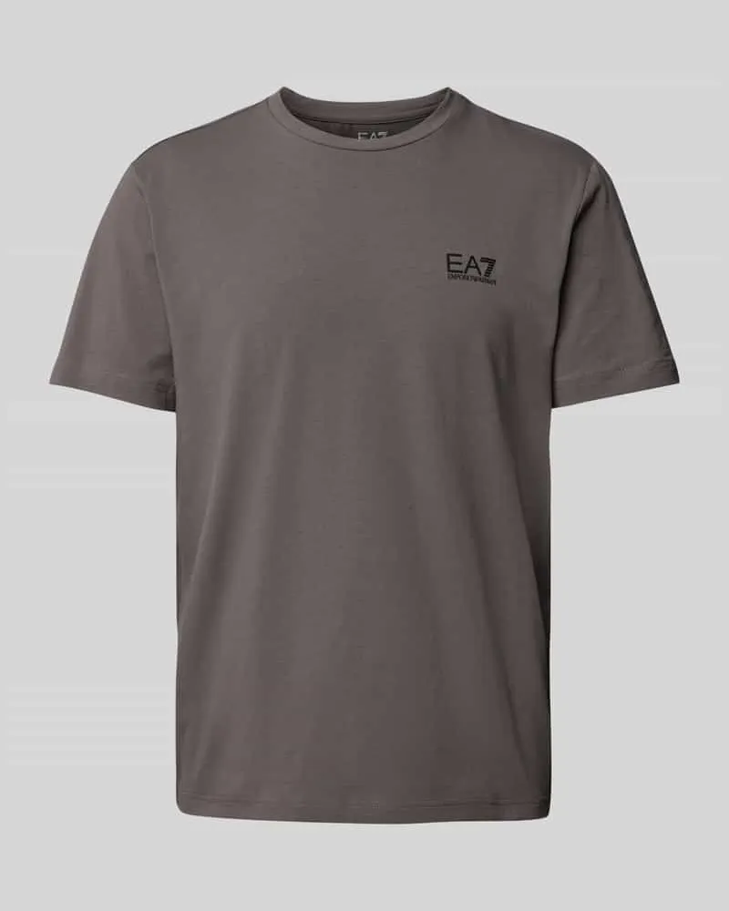 EA7 T-Shirt mit Label-Print Mittelgrau