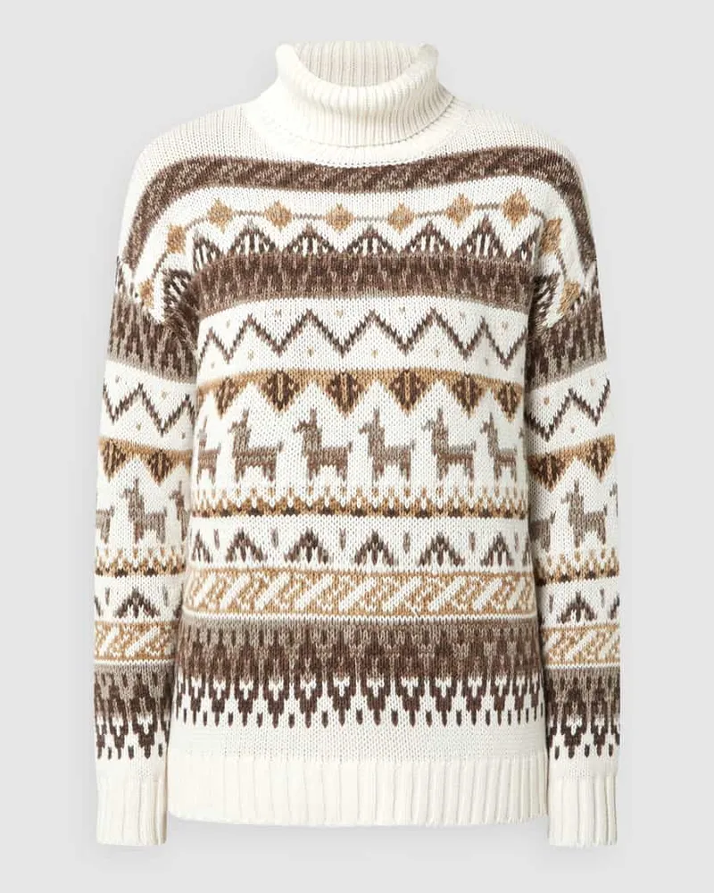 Oui  Norwegerpullover mit Rollkragen Offwhite
