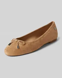 Ralph Lauren Lederballerinas mit Zierschleife Modell 'JAYNA Camel