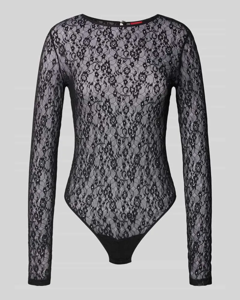 HUGO BOSS Slim Fit Body mit Spitze Modell 'DULIETTA Black