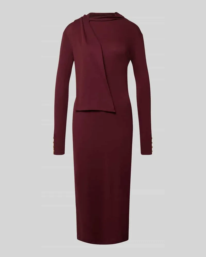 Ralph Lauren Midikleid mit Stehkragen Modell 'STANCIO Dunkelrot