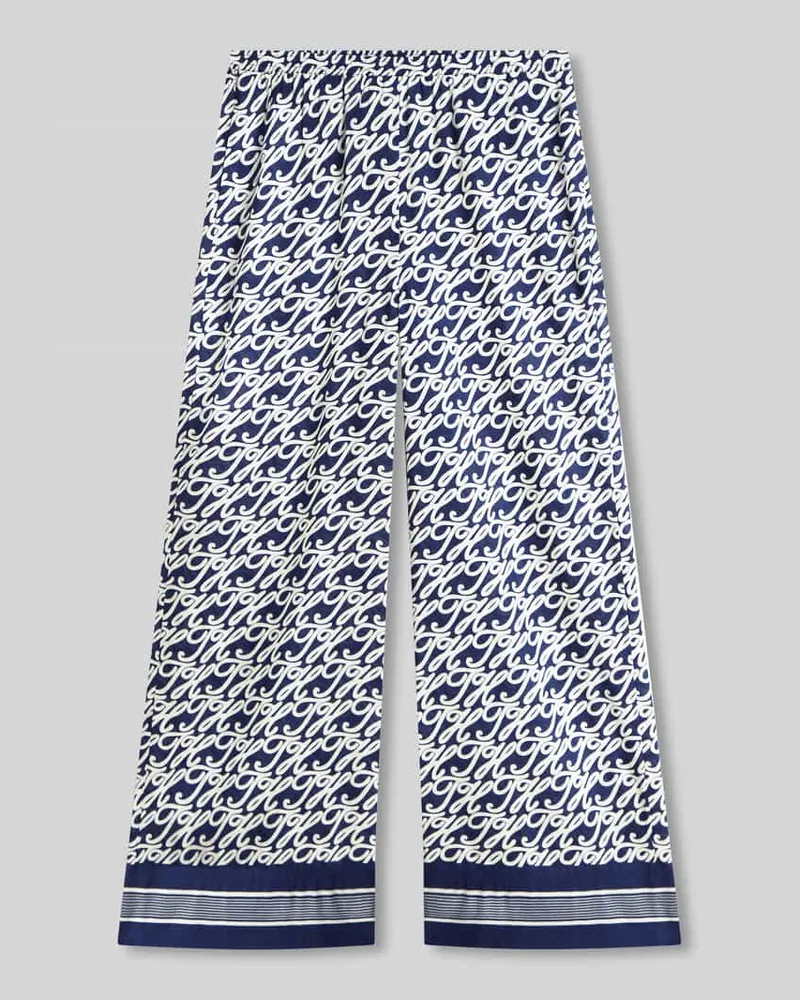 Tommy Hilfiger Wide Leg Hose aus Baumwoll-Seide-Mix Ecru