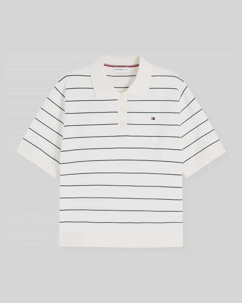 Tommy Hilfiger Regular Fit Pullover aus reiner Baumwolle mit Polokragen Weiss