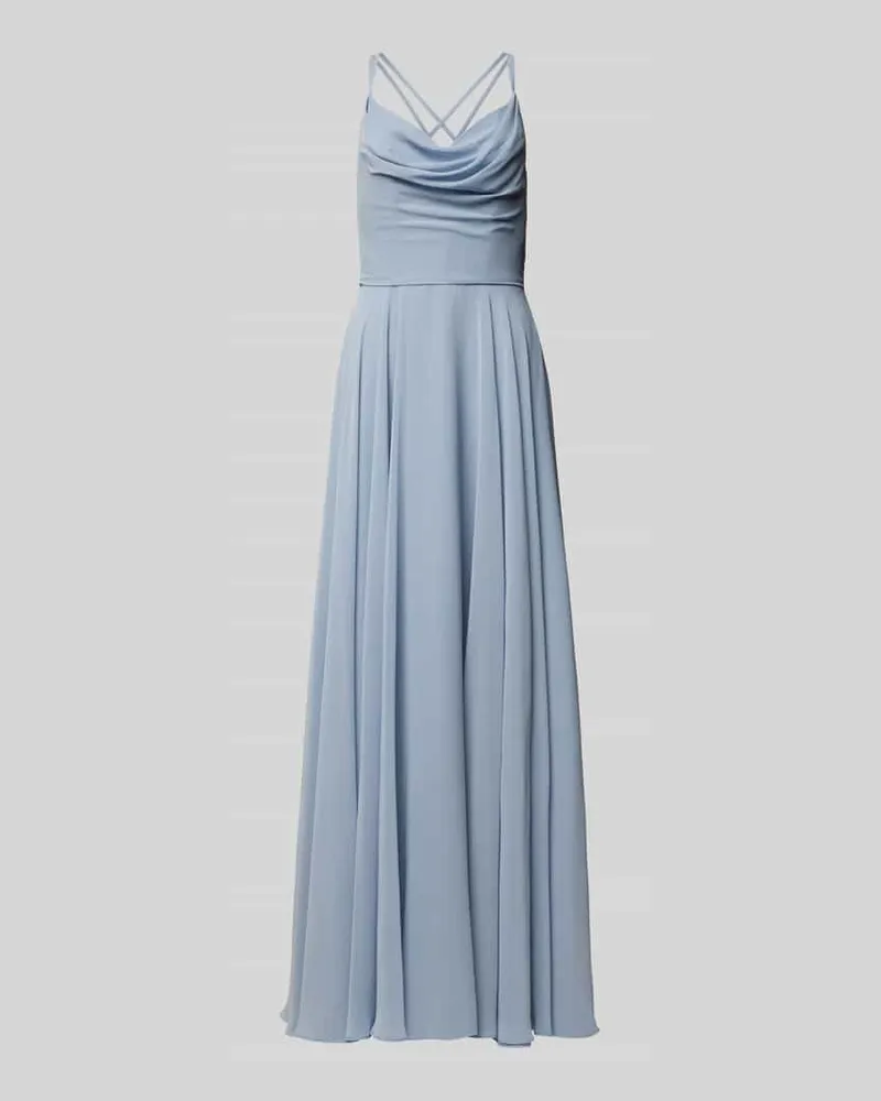 LUXUAR Abendkleid mit Wasserfall-Ausschnitt Rauchblau