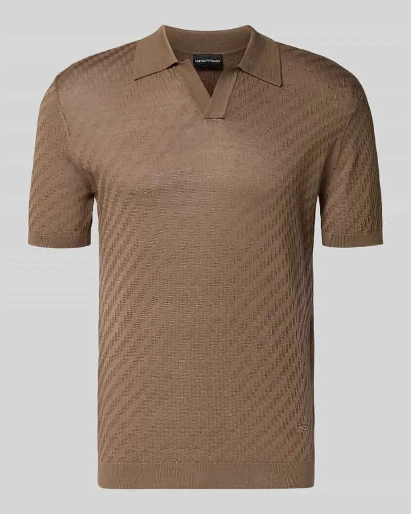 Emporio Armani Slim Fit Poloshirt mit Lyocell-Anteil Mittelbraun