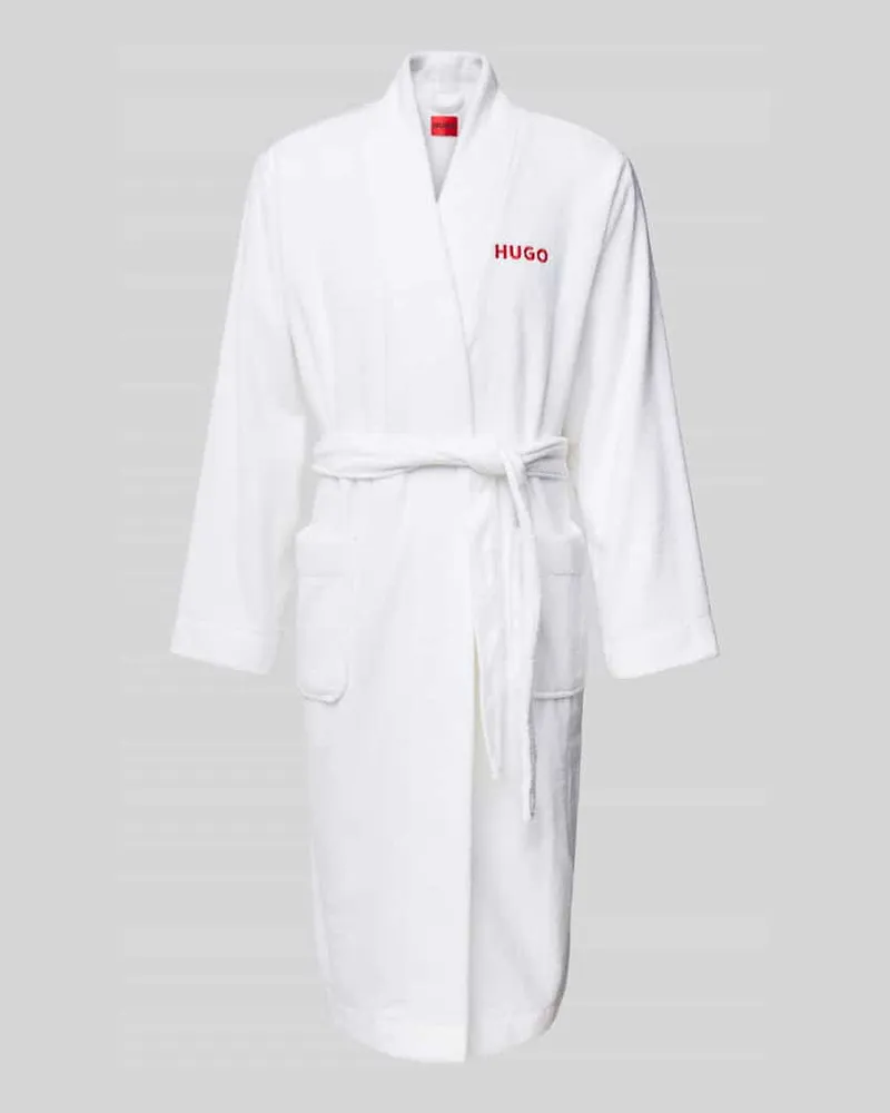 HUGO BOSS Bademantel mit Label-Stitching Modell 'Terry Weiss