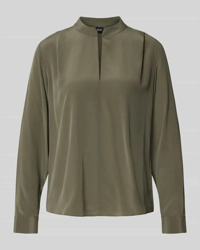 HUGO BOSS Relaxed Fit Langarmbluse aus reiner Seide Modell 'Belindina Oliv