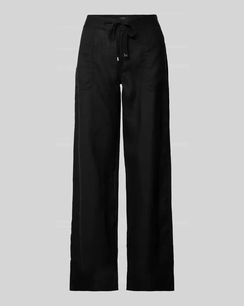 Ralph Lauren Loose Fit Leinenhose mit elastischem Bund Modell 'JOVONIE Black